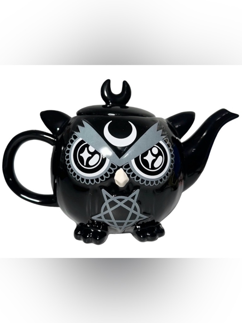 Killstar Teapot 50 oz Owl Ceramic Black